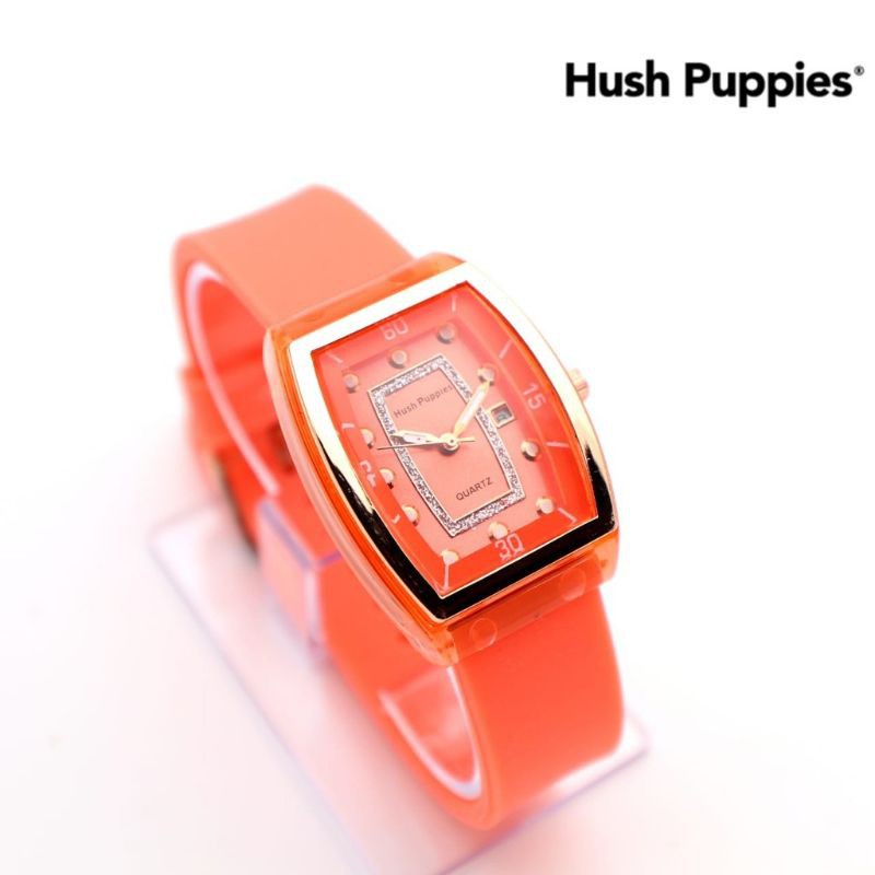 Jam Tangan Wanita Hush Puppies Oval Strap Rubber Tanggal aktif