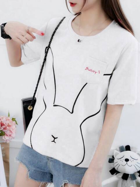 RABBIT TEE/BLOUSE WANITA KEKINIAN