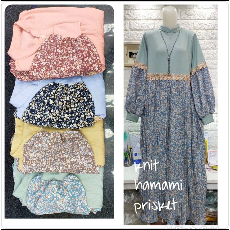 Gamis Dress Knit Mix Hamami Plisket ORI by Teenager