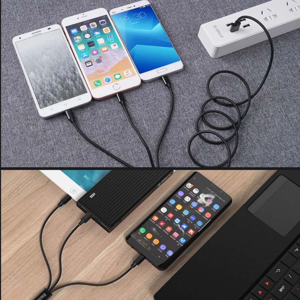 GoodCase - Kabel Data Micro USB Type-C Lighting 1.2M/2.4A Charger 3-IN-1 Type-C/Micro USB Dan Lightning