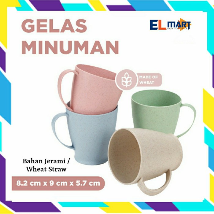 Gelas Cangkir CK1 Mug Kopi Teh Jerami Wheat Straw Tahan Pecah BPA free