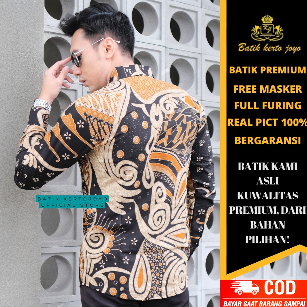 Batik Pria Lengan Panjang Batik Pria Modern Slimfit baju Batik Pria Lengan Panjang Premium Slim fit BATIK KERTOJOYO KJ024 kemeja batik pria lengan panjang full furing baju batik alisan pria Kemeja batik sliMfit pria premium PRABUSENO LASKALA AKSA ADINATA