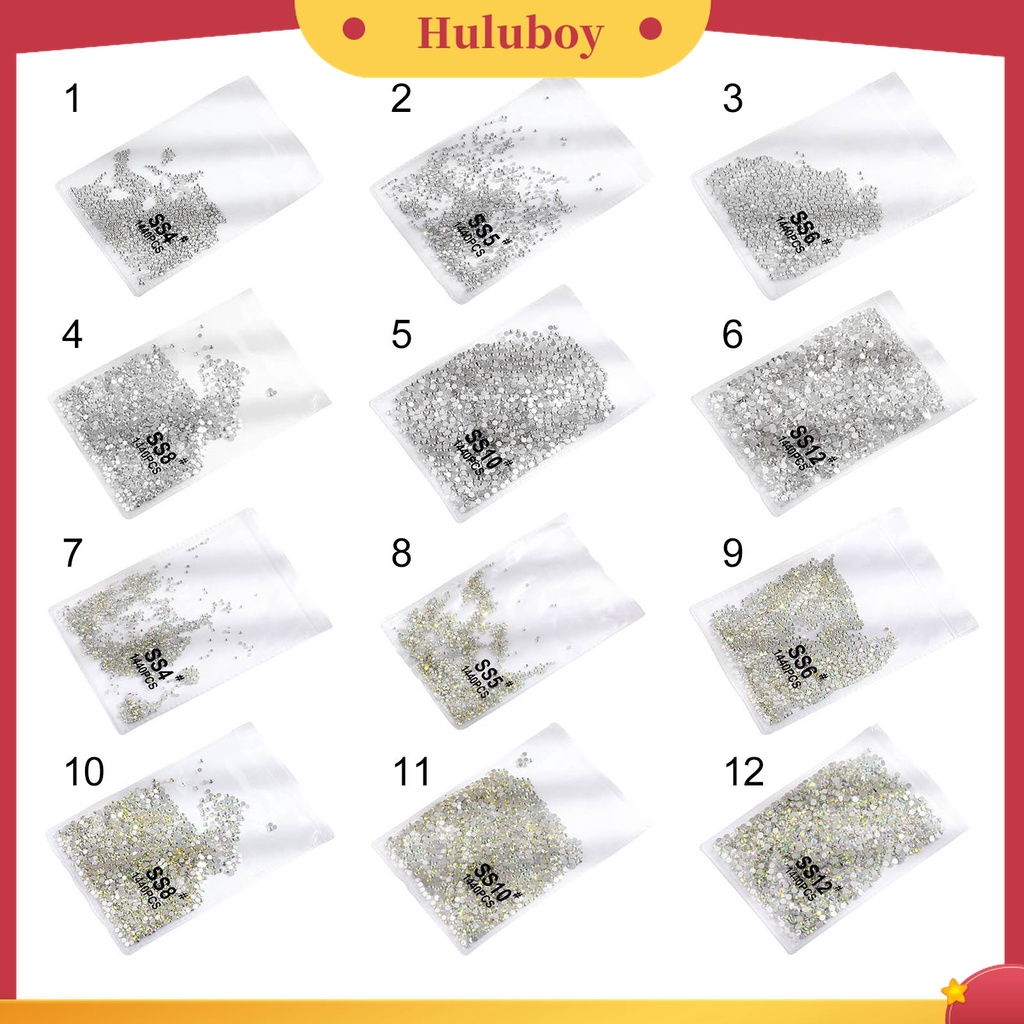 Huluboy Huluboy♡ 1440pcs Berlian Imitasi Transparan Alas Datar Untuk Dekorasi Manicure / Case Handphone DIY