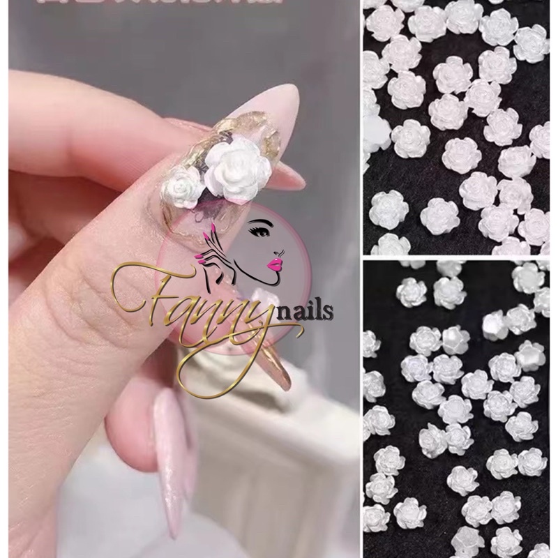 3D ROSE WEDDING NAILS HIASAN PEARL BUNGA MAWAR TIMBUL 3D RESIN ROSE NAIL ART MIX BEADS NAILART NAIL CHARM ROSE