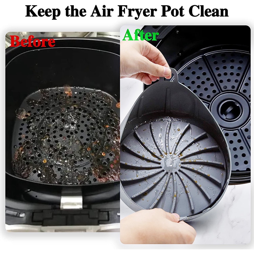 Panci Air Fryer Bahan Silikon Tahan Panas Dengan Gagang Dapat Digunakan Kembali