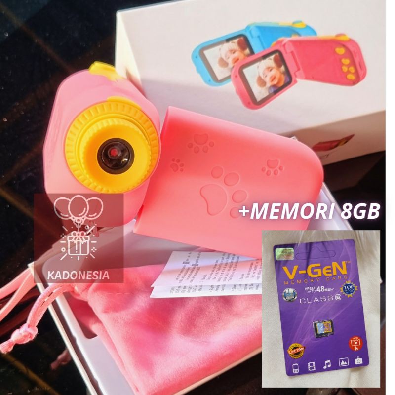 Kamera Anak HandyCam / HandyCamera LCD Besar-PINK + SD CARD 8GB