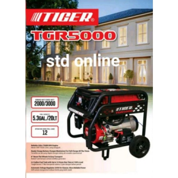 GENSET TGR 5000 TIGER GENERATOR LISTRIK TGR5000