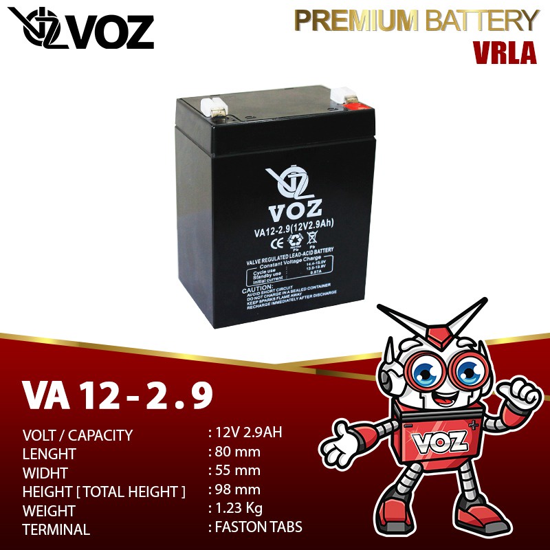 Aki Kering VOZ 12V 2.9AH Baterai Timbangan VRLA Batere Aki Mainan PABX