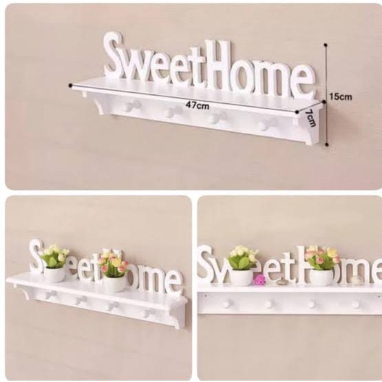 RAK DINDING VINTAGE SWEETHOME sweet home/ RAK DINDING / CANTOLAN BAJU VINTAGE / GANTUNGAN BAJU