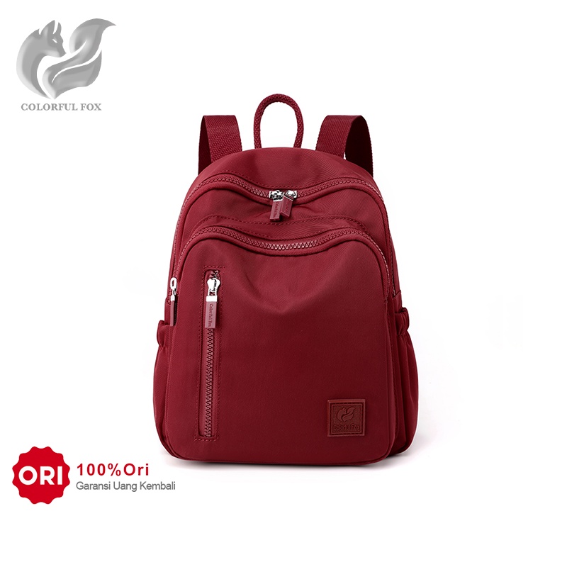 COLORFUL FOX 0482 Tas Ransel Wanita Backpack Wanita Remaja Tas Anti Air WATCHKITE BAEOS-Carmine Red