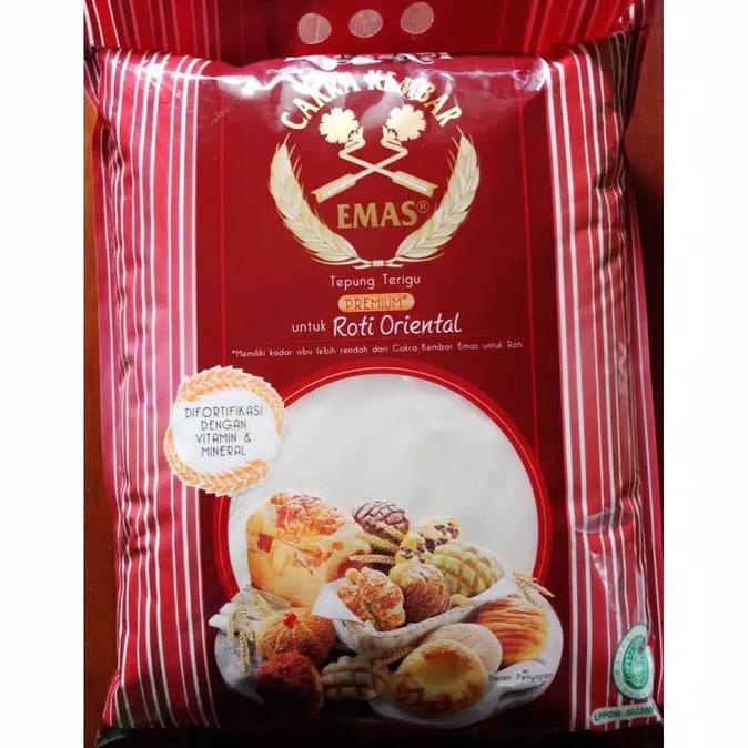 

TERMURAH Tepung Terigu Cakra Kembar Emas Bogasari (Roti Oriental) 5 kg Kode 369