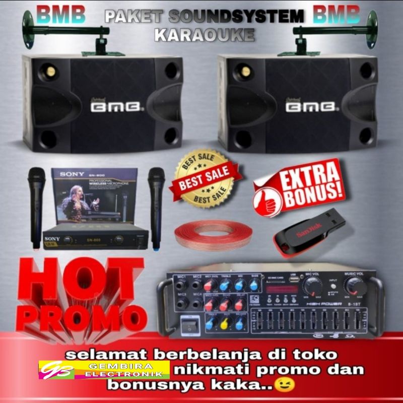 Paket soundsystem karaoke BMB 8 inch original