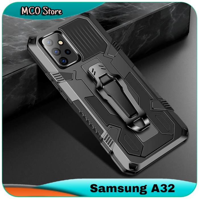 Casing Samsung Galaxy A32 A 32 Belt Armor Stand Hard Case Cover
