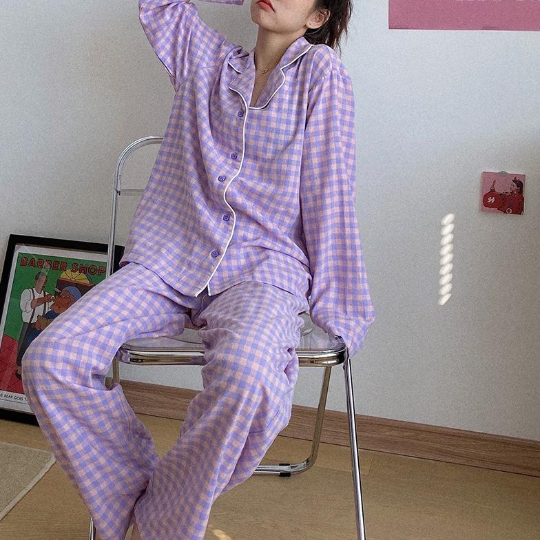 Unny.Id Piyama Baju Tidur Wanita Pp Import Fashion Krah Kancing Lengan Panjang