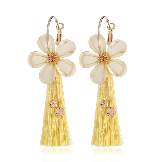 LRC Anting Tusuk Fashion Flower Shape Decorated Tassel E77633