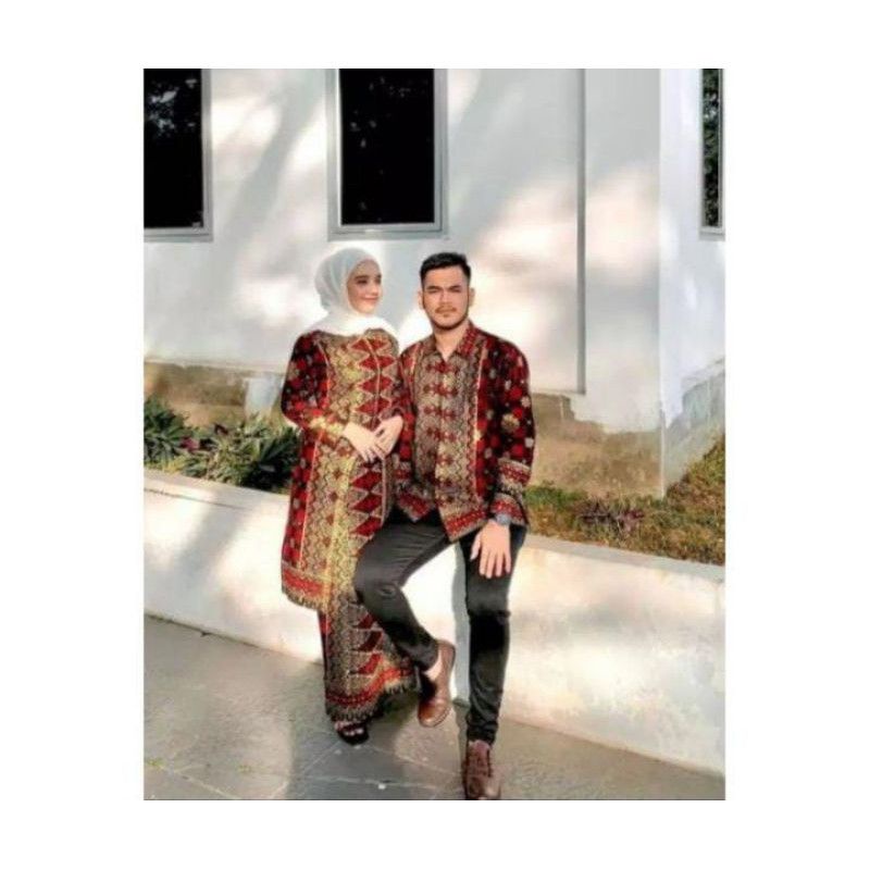 set songket palembang-baju kondangan couple-baju kurung