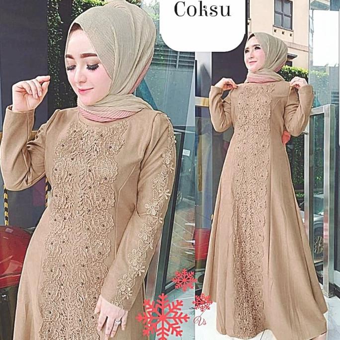 Gamis pesta jumbo linda Coksu xxl baju muslim maxy murah mx jum vt