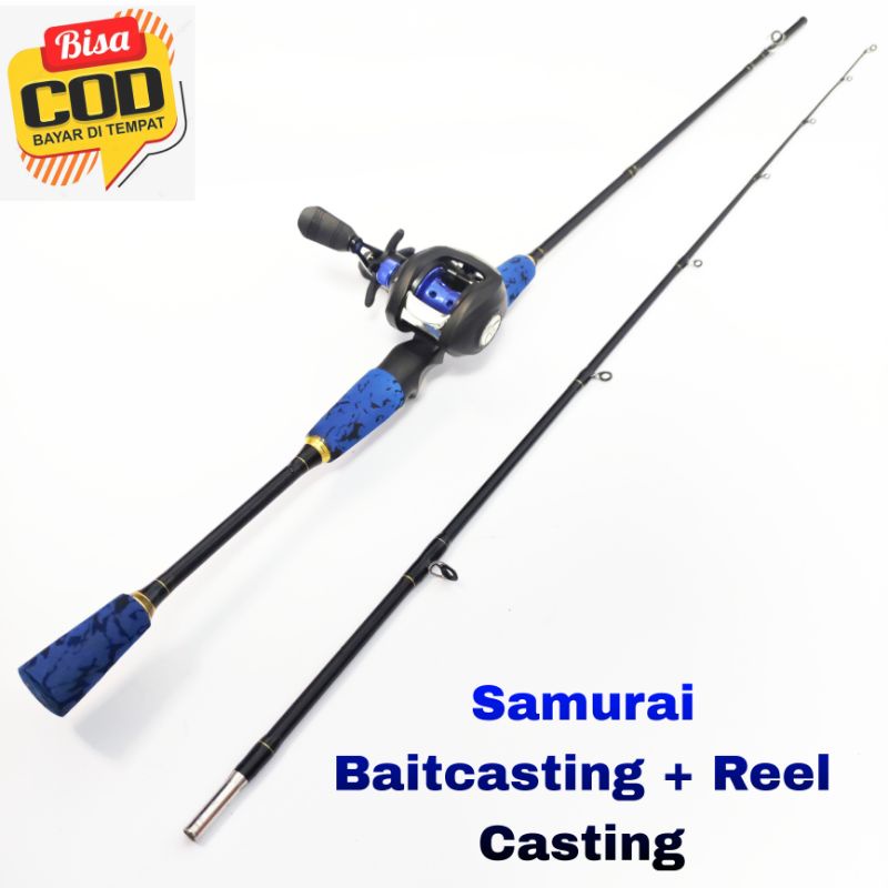 Satu set joran casting fiber solid padat murah ajiro samurai baitcasting 165 180 198 210 cm