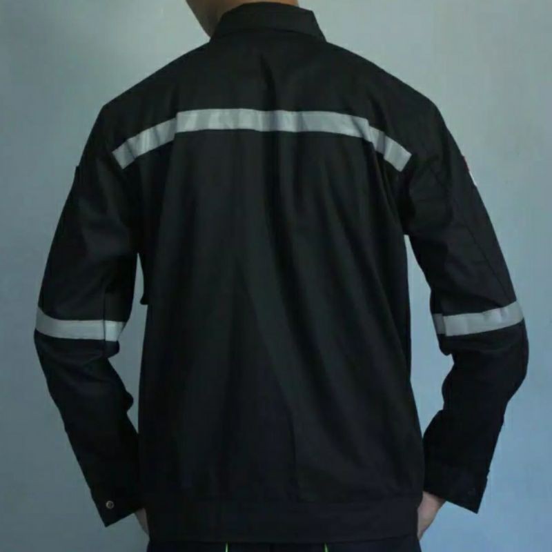 SERAGAM BAJU SAFETY HITAM RESLETING