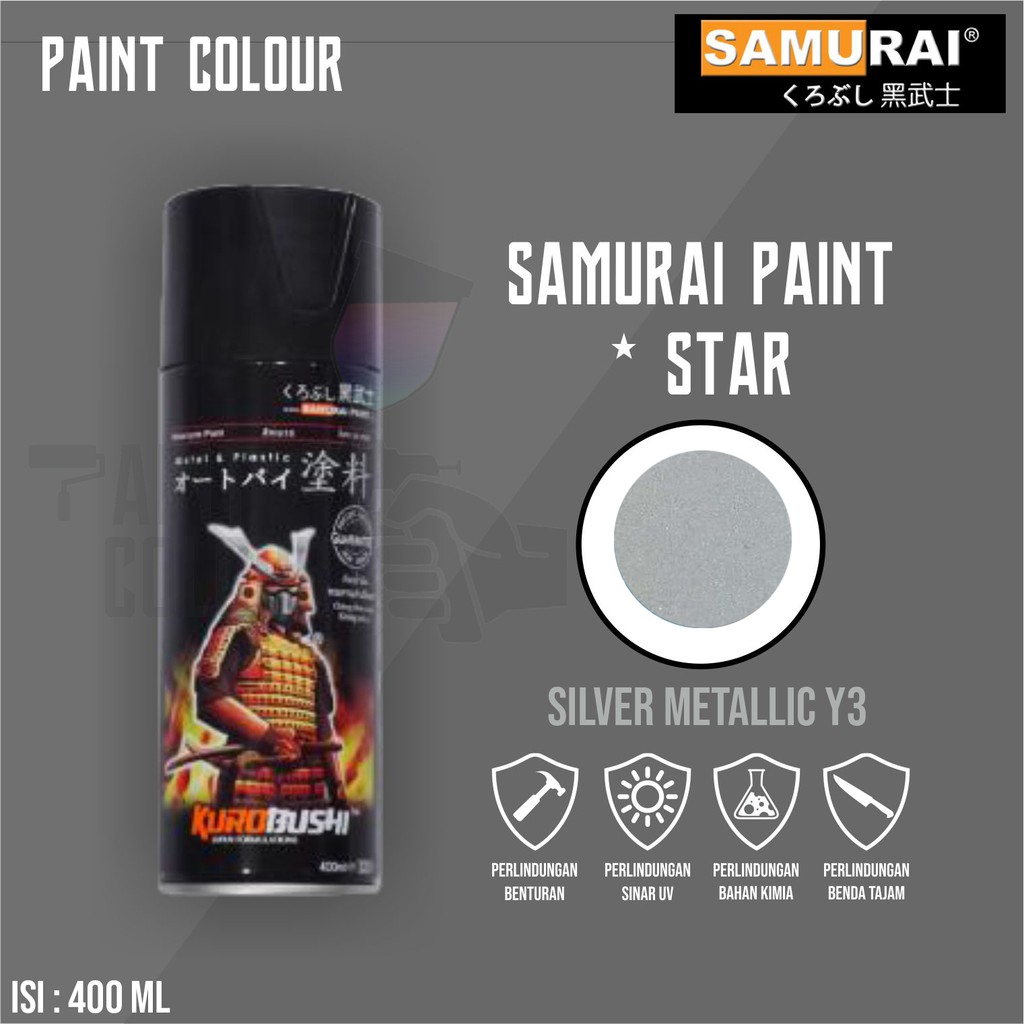 Samurai Paint Y3* Silver Metalic Cat Semprot/Pylox Helm/Motor/Gundam