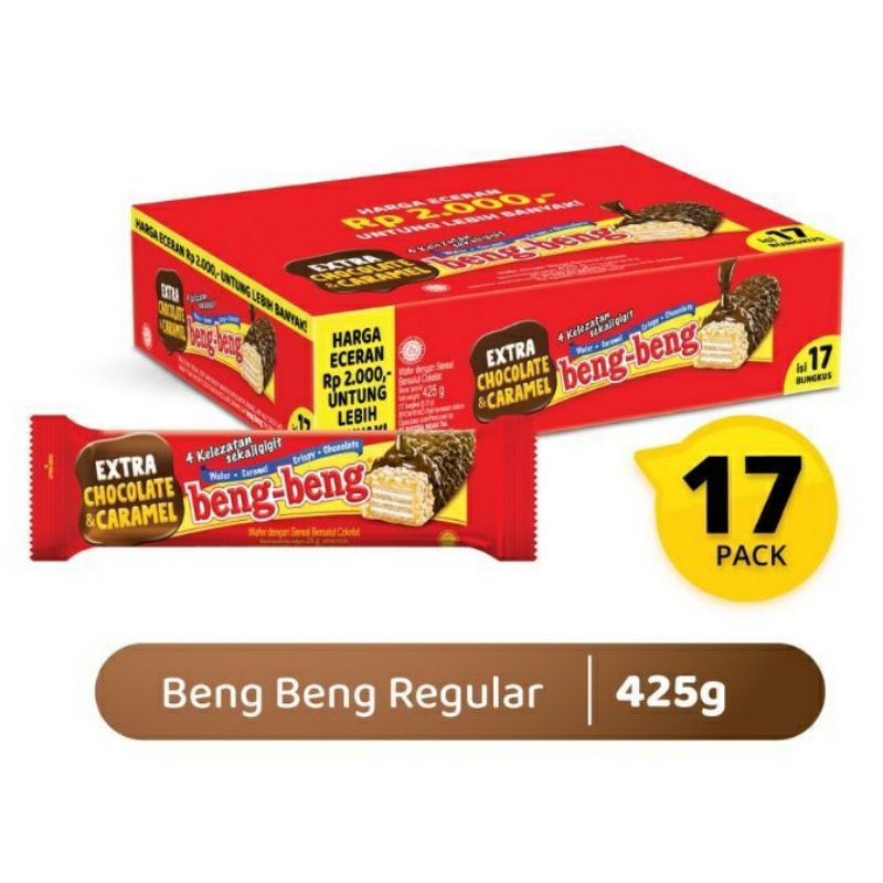 

Beng - Beng Regular Box Extra Chocolate Caramel (Isi 17pcs @25gr) Bengbeng Kemasan