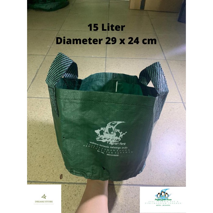 Planter Bag Easy Grow 15 Liter Handle Kantong Tanam Pot Bahan Terpal