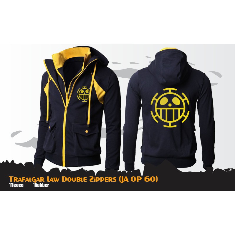 Jaket Anime One Piece Double Zipper Trafalgar Law