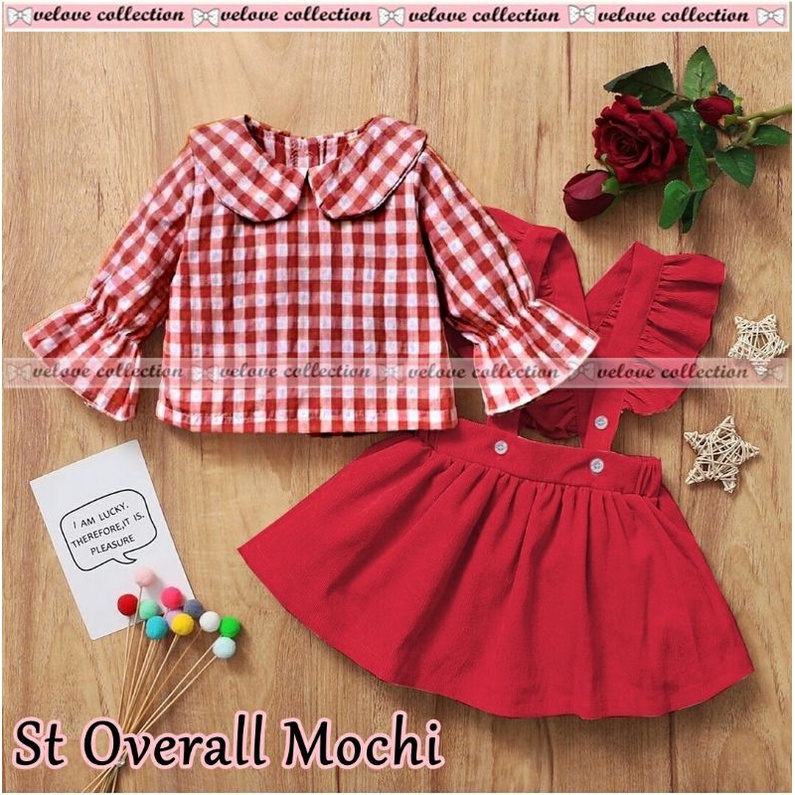 SET OVERALL MOCHI KID / SETELAN BAJU anak perempuan Korea/ SETELAN OVERALL ANAK usia 3-5Tahun BAJU ANAK LUCU MODEL LUCU