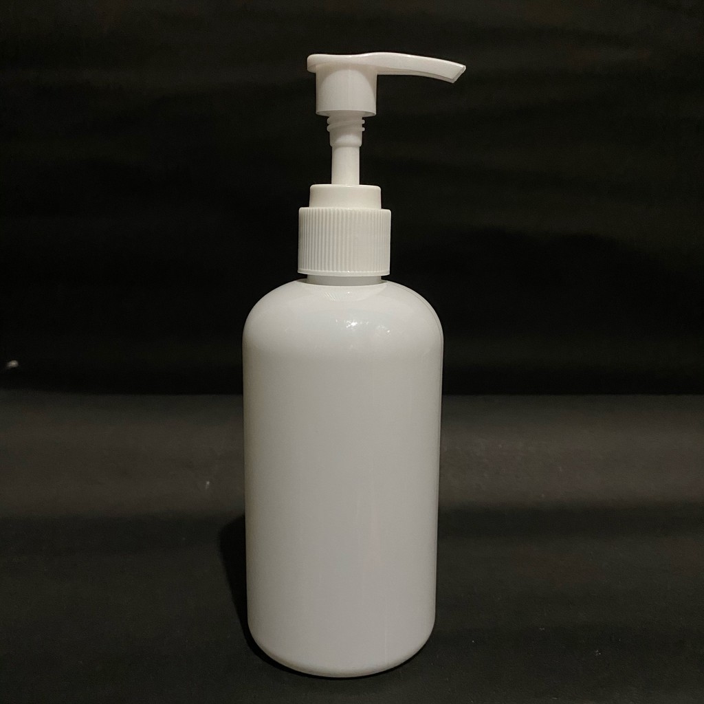 BOTOL LOTION PUMP 250ML BULAT OVAL BEBEK FULL PUTIH