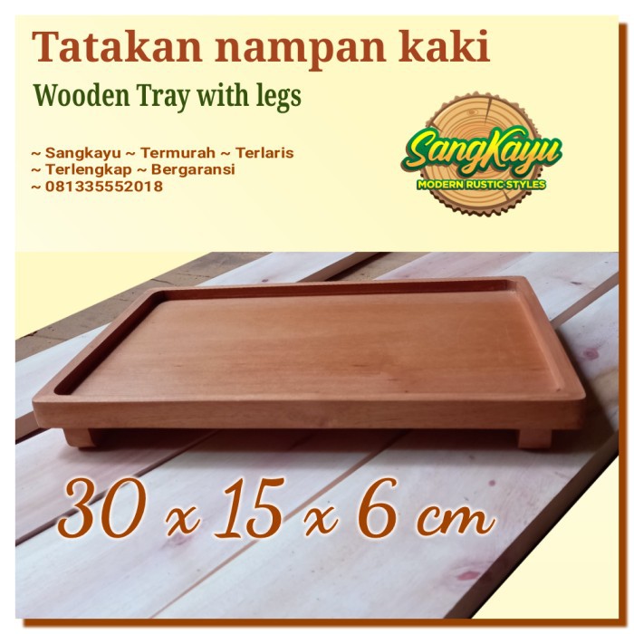 Nampan kayu kaki 30x15x6cm tatakan nampan kaki wooden tray with legs