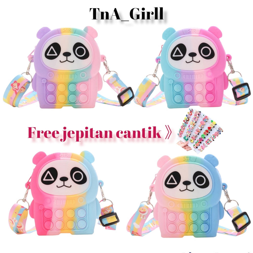 Fashion Tas anak pop it hello panda / tas jelly anak / tas jelly pop it karakter panda