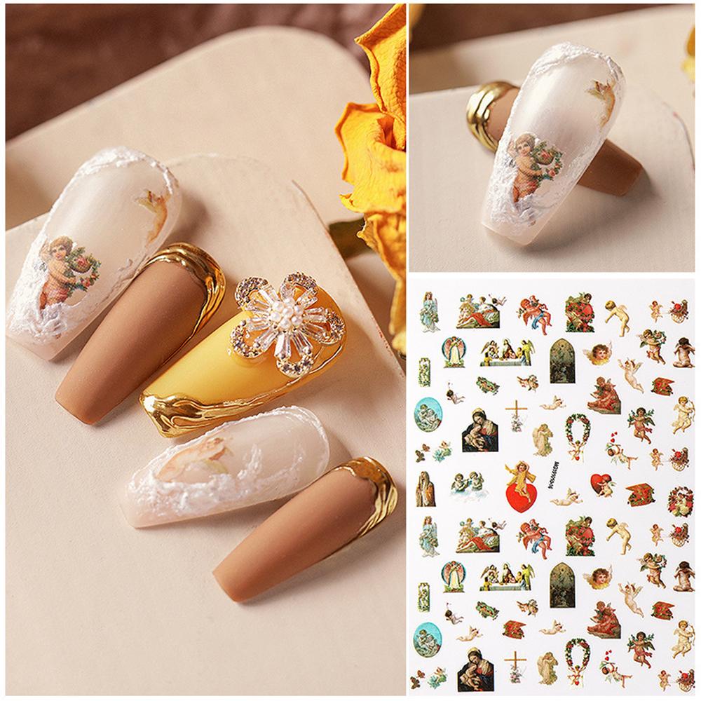 Augustina Stiker Kuku 3D DIY Motif Bunga / Malaikat Untuk Nail Art