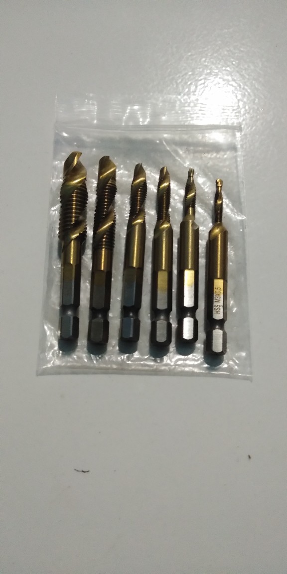 6pcs/set Mata Bor Hss Pembuat Ulir Baut Bahan Baja Ukuran Panjang 70mm Untuk Peralatan Pertukangan