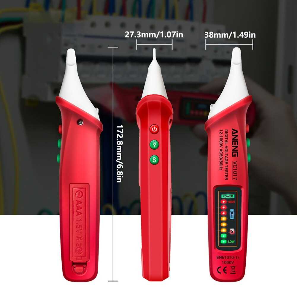 ANENG Tester Non Contact AC Voltage Alert Detector 12V-1000V - VC1017