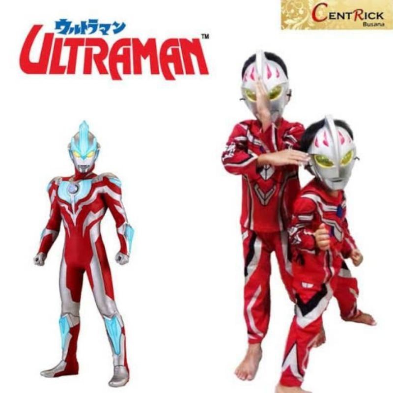 Kostum Baju Anak Ultramen Anak Umur 2 - 10 Tahun Gratis Topeng