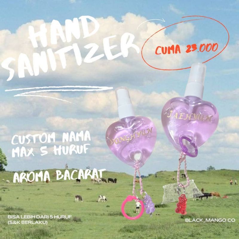 Jual Custom nama Hand sanitizer aroma 50 ml botol spray gantungan