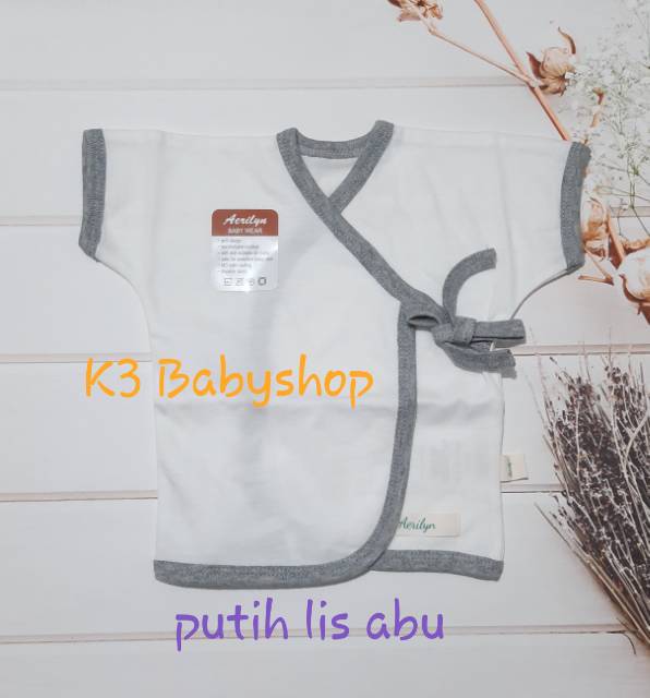 Aerilyn Kimono Pendek Baju Bayi tangan pendek usia newborn 0-3 bulan putih abu navy khaki SNI-5