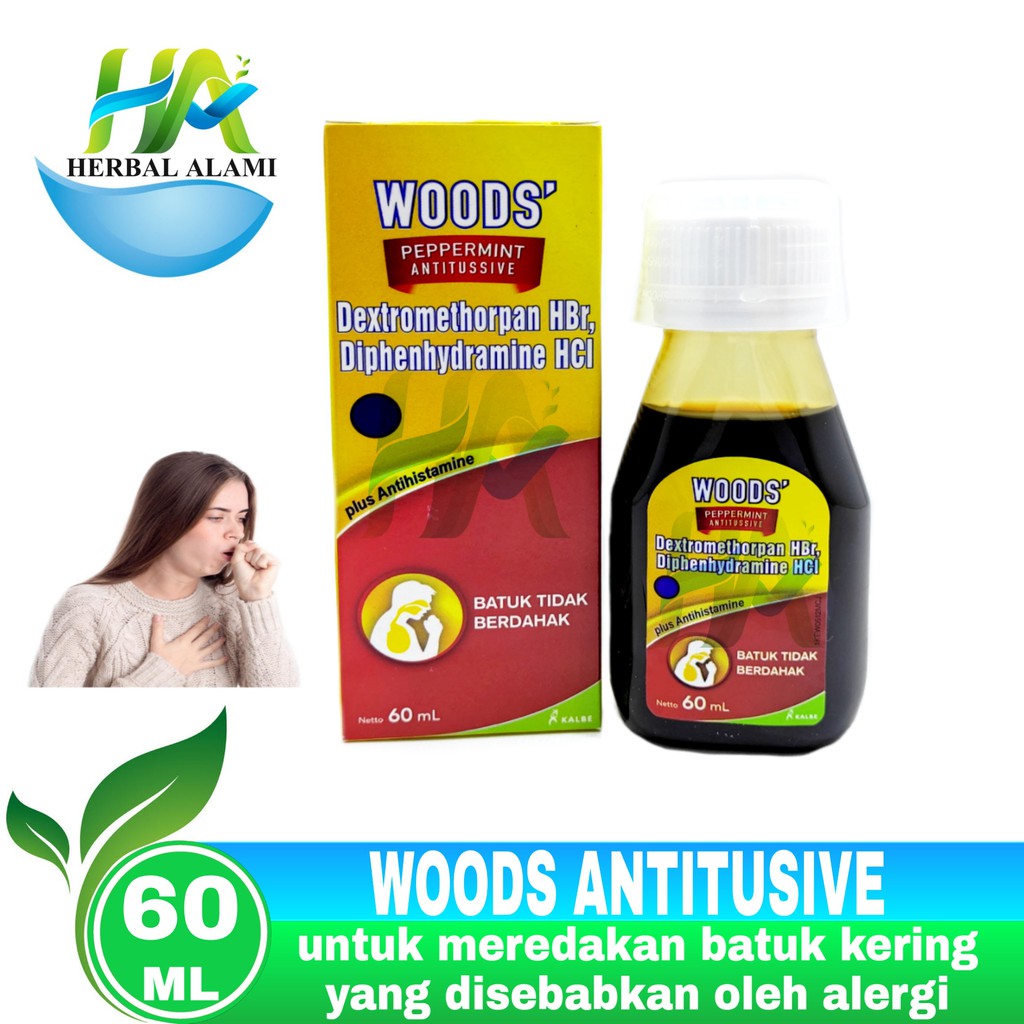 Woods Peppermint Antitusive 60ml merah - Obat Batuk Tidak Berdahak