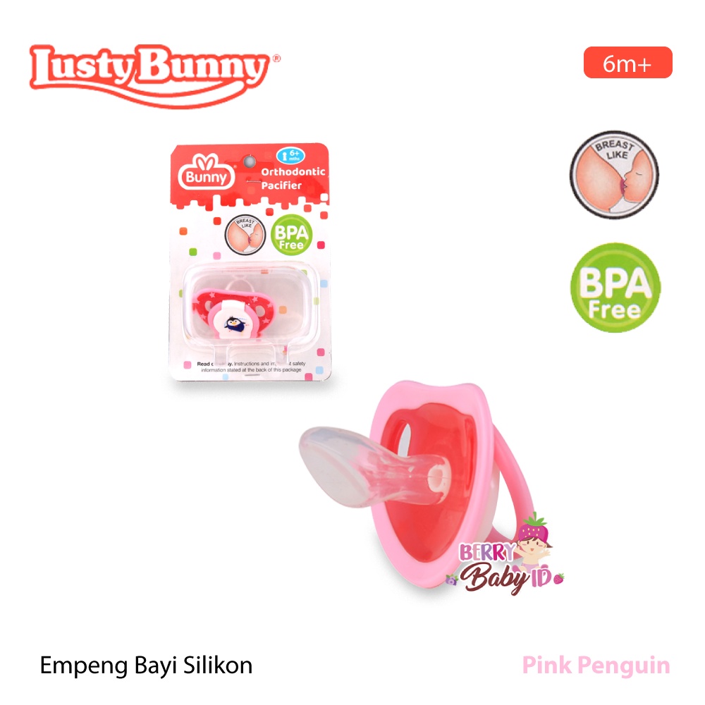 Lusty Bunny Pacifier Orthodontic Silicone Empeng Bayi 6m+ DP-2003 Berry Mart