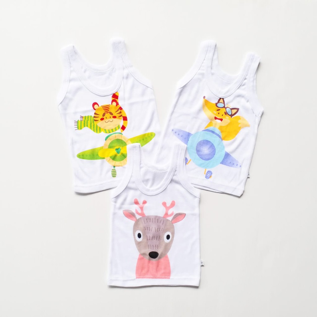 Plazababyku KAOS SINGLET MOTIF ANAK kaos dalam oblong anak laki2 dan perempuan newborn-3thn