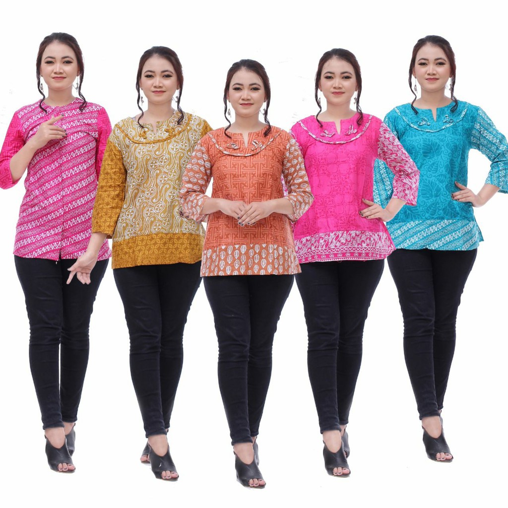 blouse batik atasan batik wanita batik cewek batik kantor warna soft