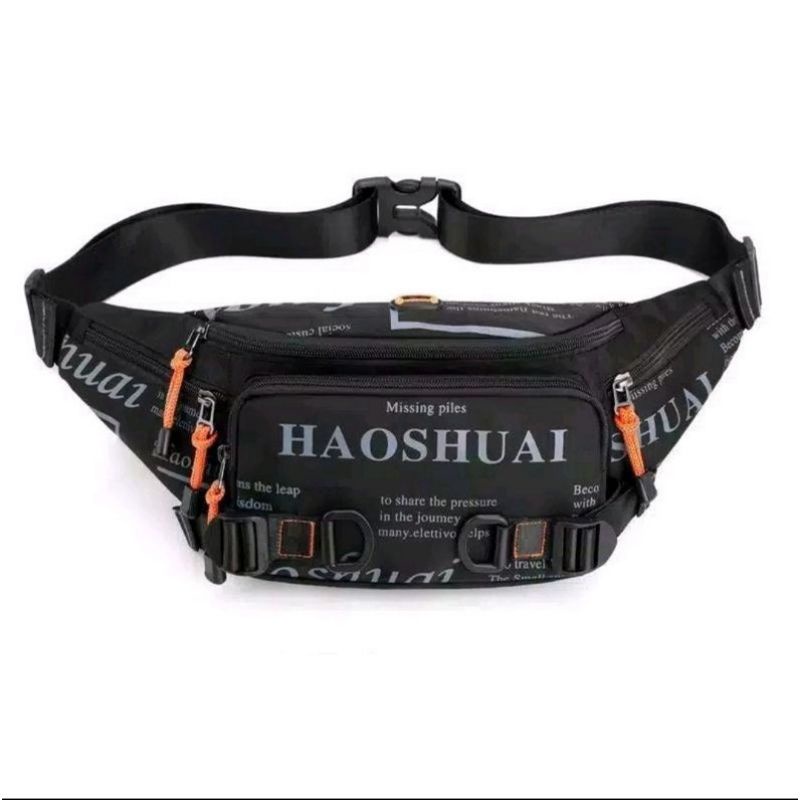 HAOSHUAI 5130 Tas Selempang Pria Elelgan Waistbag Pria Waterproof 100% import