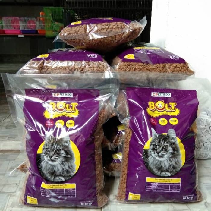 Makanan Kucing Bolt - Catfood Bolt Repack Kualitas terbaik kemasan 800gr kibble ikan donat Ready