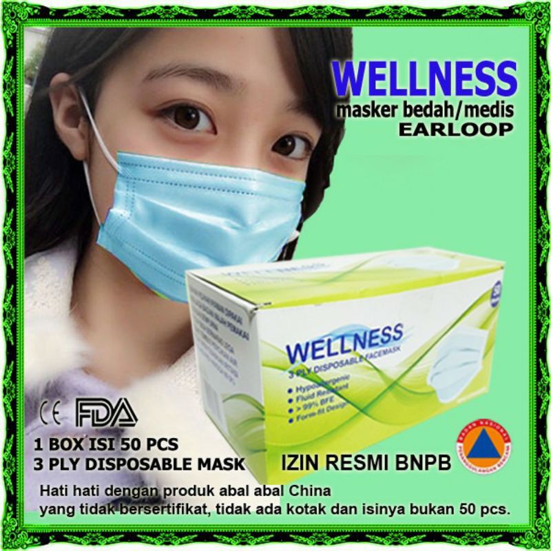 masker 3ply medis earloop 50pcs