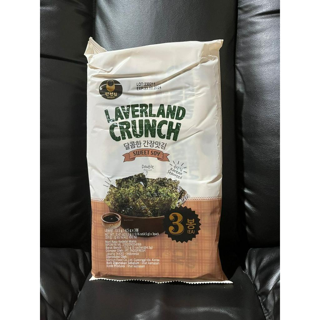 Laverland Crunch Sweet Soy / Laverland rumput laut Kedelai manis 13,5g