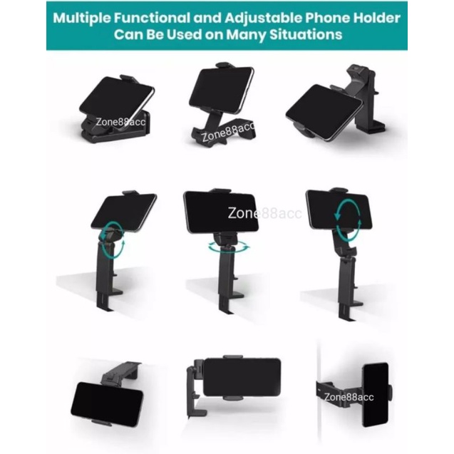 Phone Holder Jepit meja kantor lipat Rotary 360 Braket Mobile multi fungsi Universal