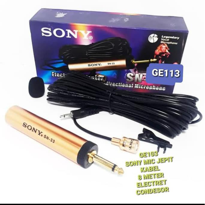 Jual sony Mic Jepit mik clip on Kancing kerah baju kabel 8 meter