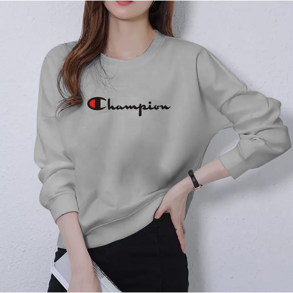 BISA COD ~ BAJU TRENDY CHAMPION WANITA TERBARU-KAOS DISTRO CEWEK KEREN LENGAN PANJANG MASA KINI DAN TERLARIS