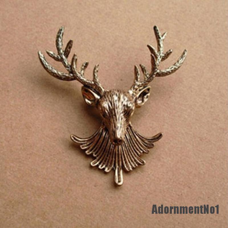 (Adornmentno1) 1pc Bros Pin Enamel Desain Kepala Rusa Lucu Untuk Unisex