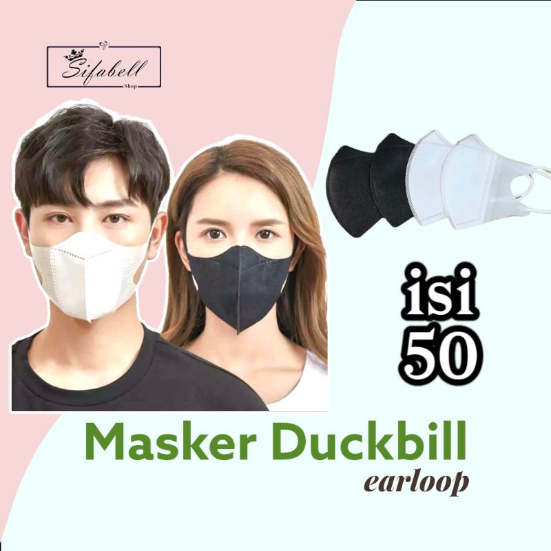 Masker Duckbill 3 Ply KN95 Polos Medical Face Mask isi 50 Pcs